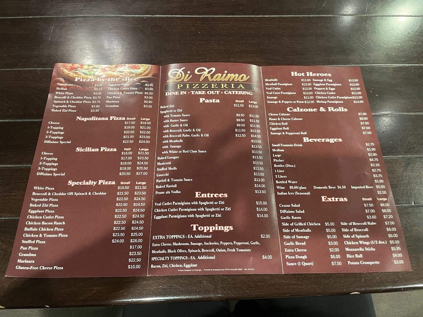 Di Raimo Pizzeria Menu image 1